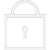 Lock Icon for Website Protection services with firewalls, spam and DDOS filtering, security software and sitelock integration.